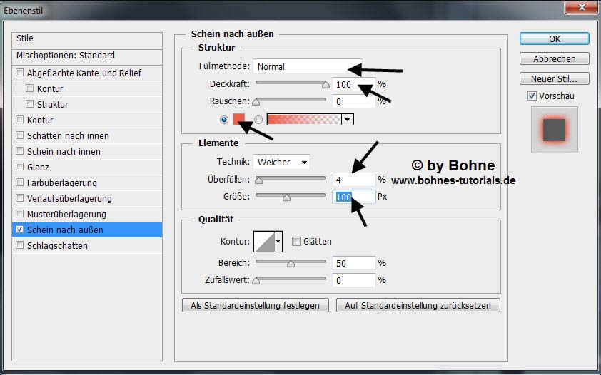 Schein nach au&szlig;en